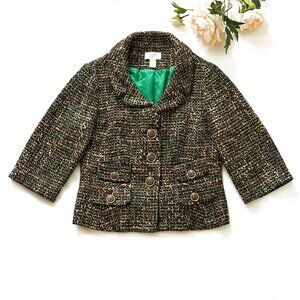 ANN TAYLOR LOFT Size 4 Green & Brown Tweed Formal Jacket